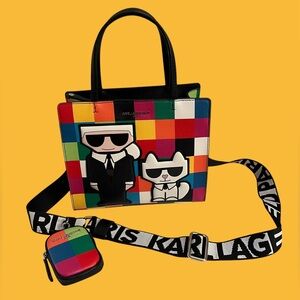 New KARL LAGERFELD PARIS Multi Color Crossbody Bag With Pouch